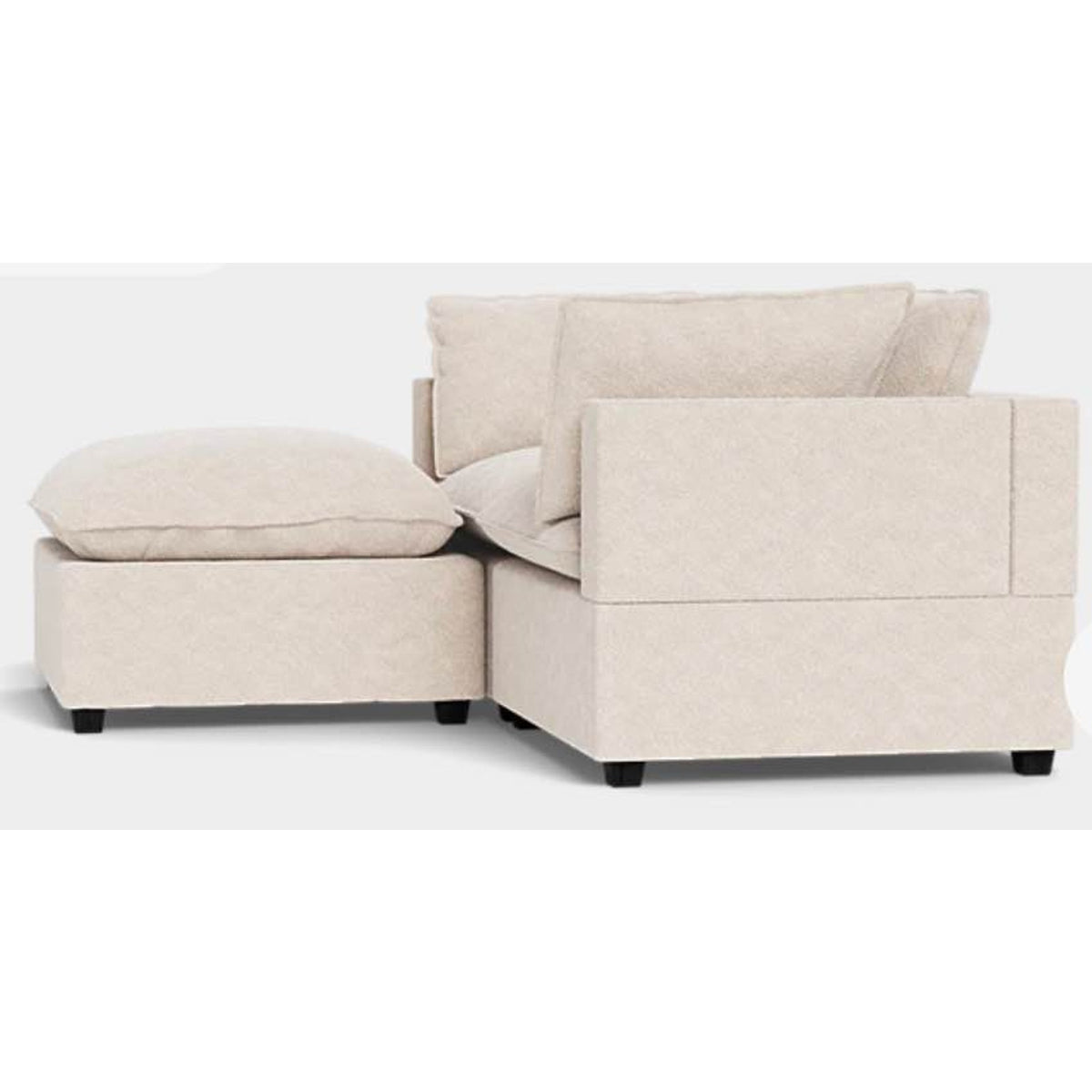Albany Park Kova Pillow Cushion Sofa + Ottoman | Alabaster Performance Bouclé | 86” Delivery Avail