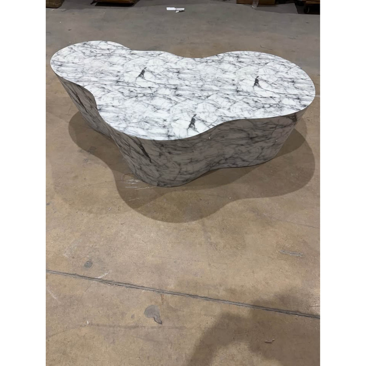 59” Sculptural Cloud Coffee Table | Faux Marble Waterfall Design | Retail $1,299 Delivery Available