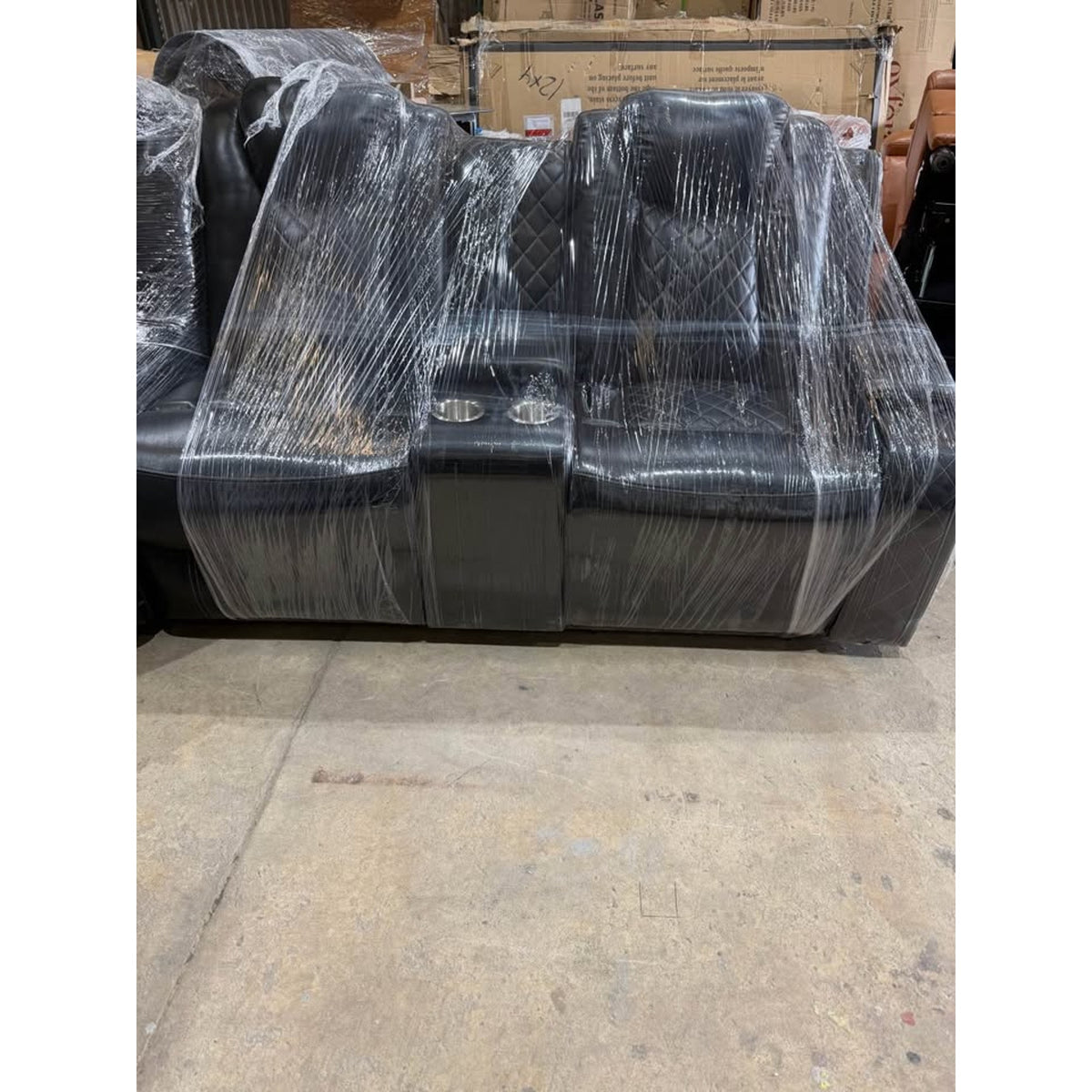 New Ivy Bronx 3-Piece Power Reclining Sectional – Black – Faux Leather - Delivery Available