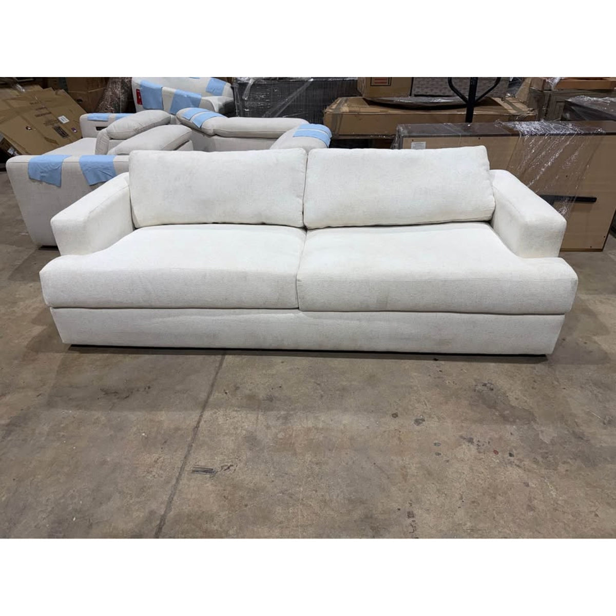 96” Oversized Ivory Down-Filled Sofa | New Open Box | Deep Seat Luxury Couch - Delivery Available