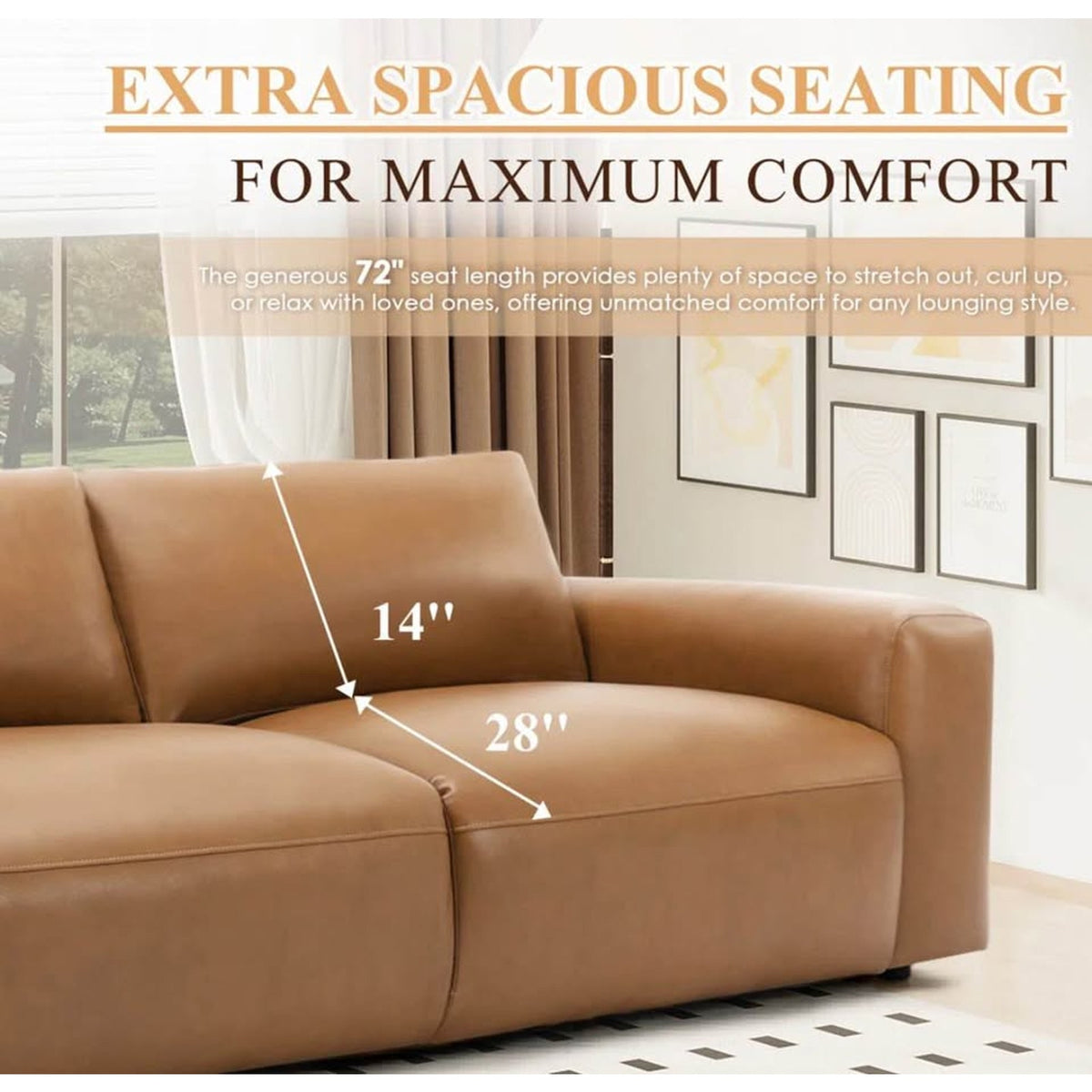 95” Modern Vegan Leather Sofa - Open Box - $1,699 Retail - Delivery Available