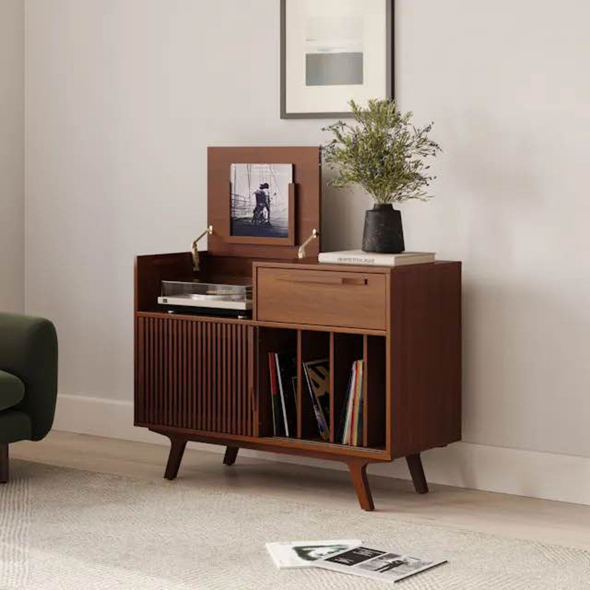 New Article Jokuna 48” Vinyl Media Unit – Walnut – $999 Retail – Delivery Available