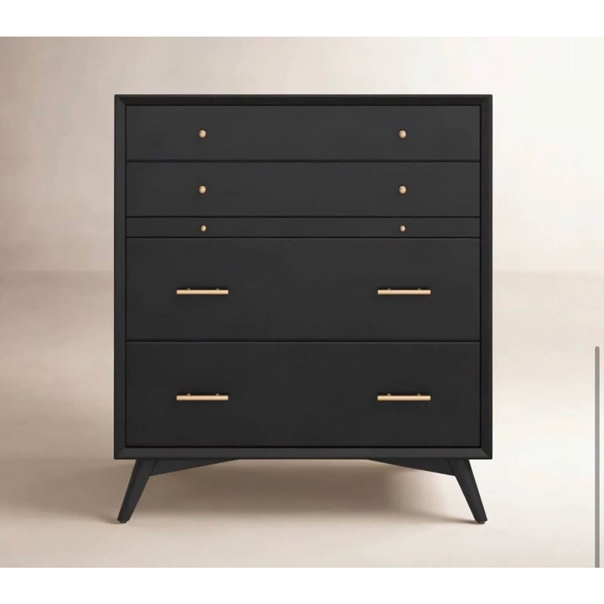 New All modern 38” Black Solid Wood 4-Drawer Chest – $1,149 Retail – Open Box - Delivery Available