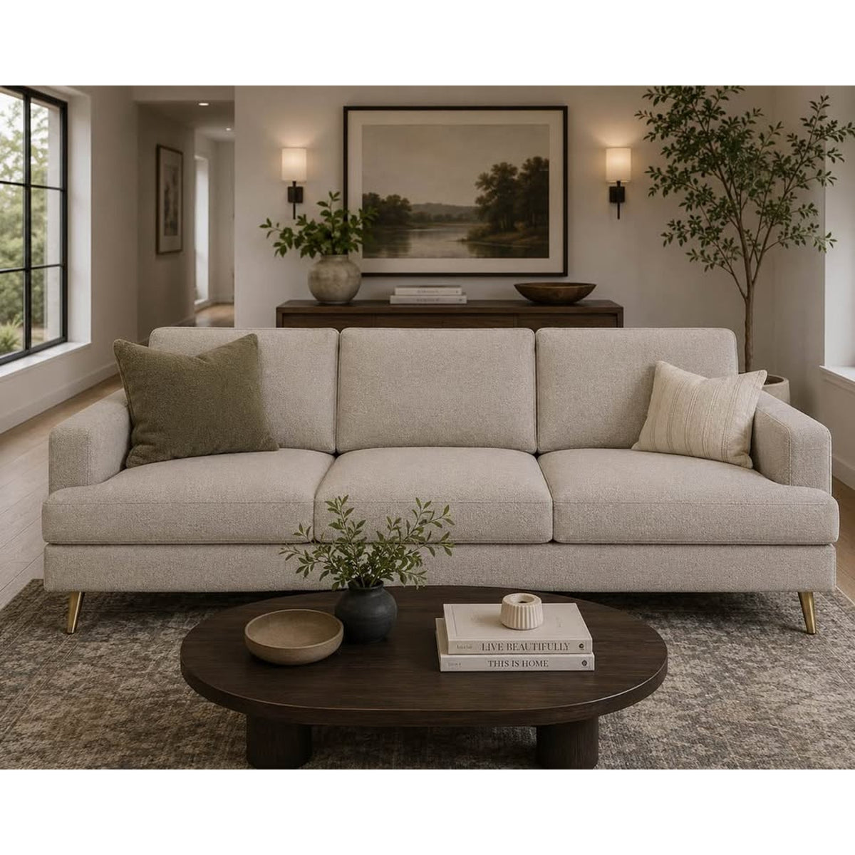 Albany Park Lido 86” Sofa | Oatmeal Performance Chenille | Modern Designer Style Delivery Available