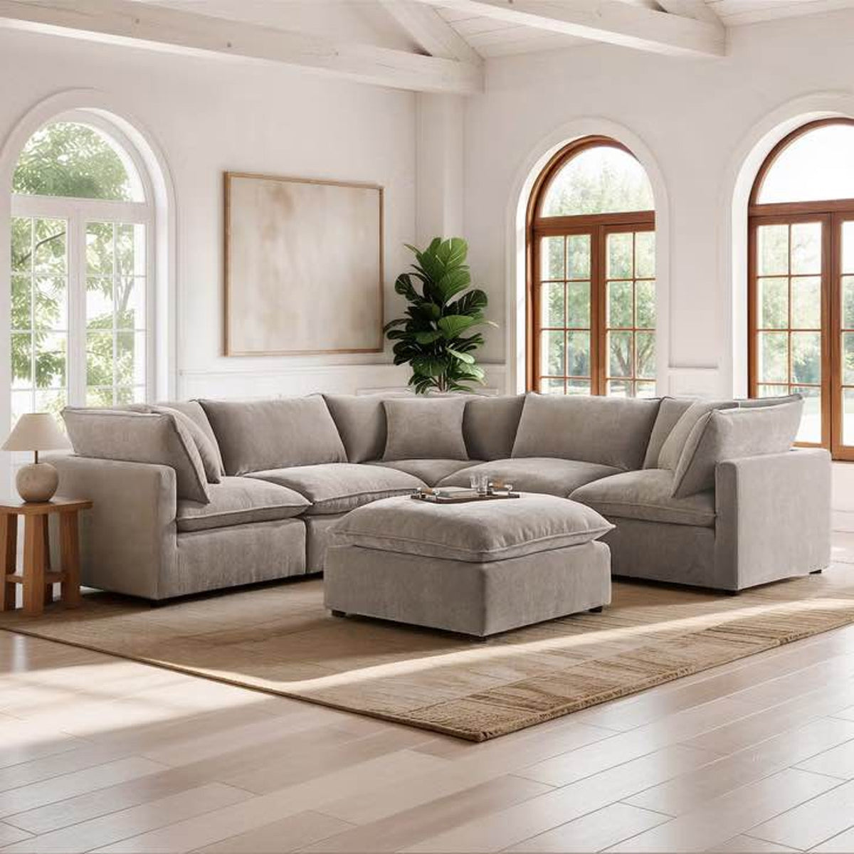 Aiden & Ivy Sydney 6-Piece Modular Sectional with Ottoman – Taupe – $2,299 Costco Retail Delivery