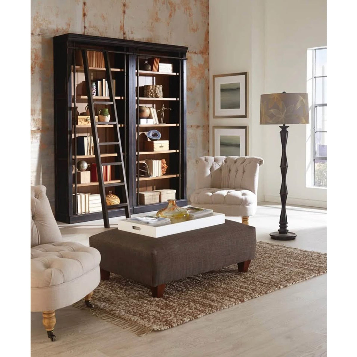 Birch Lane Lorna Bookcase Set + Rolling Ladder | Retail $5,342 | New Open Box Delivery Available