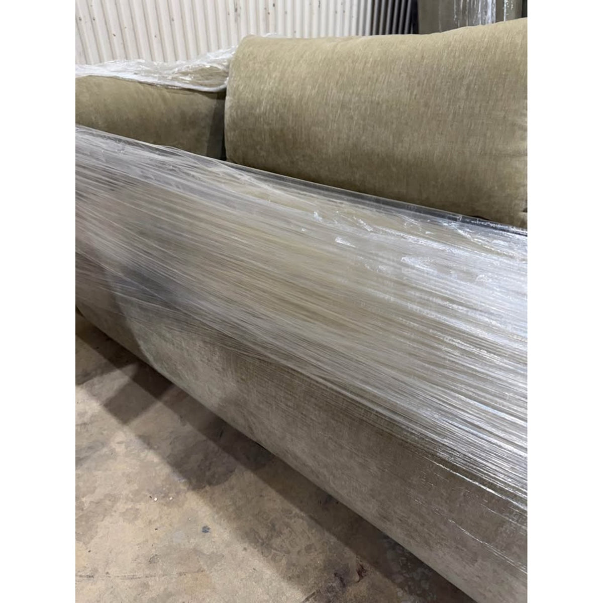 Falkon Furniture Lisette 87” Curved Designer Sofa – Moss Latte Open Box - Delivery Available