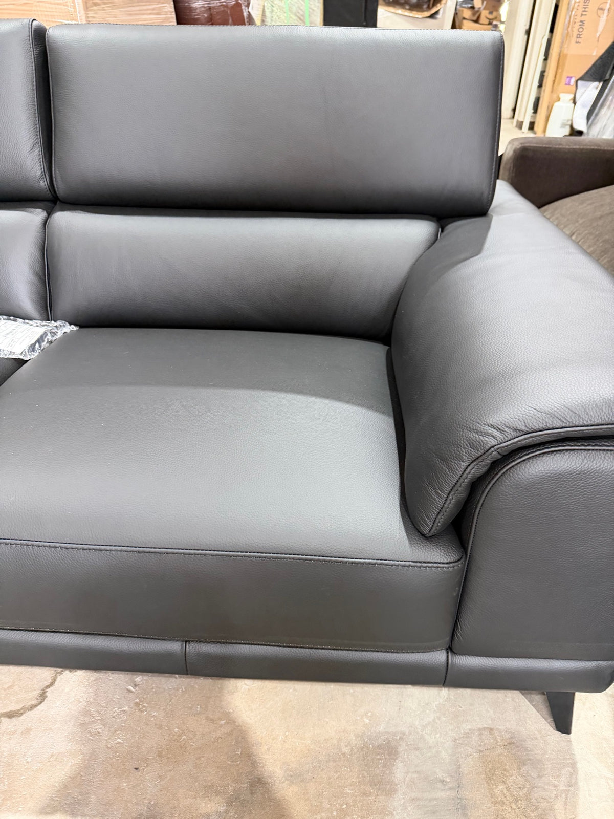 New Orren Ellis Mahowny 106″ Genuine Leather Sectional with Left Chaise in Black — Delivery Available