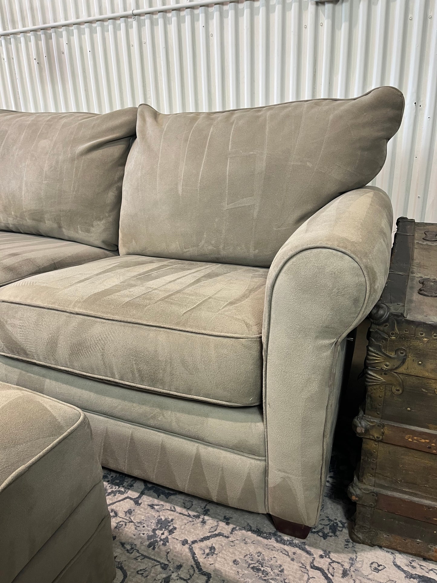 Sleeper Sofa Storage Ottoman Chaise - Pull Out Bed - Cleaned - Comfy - Microfiber Delivery Available