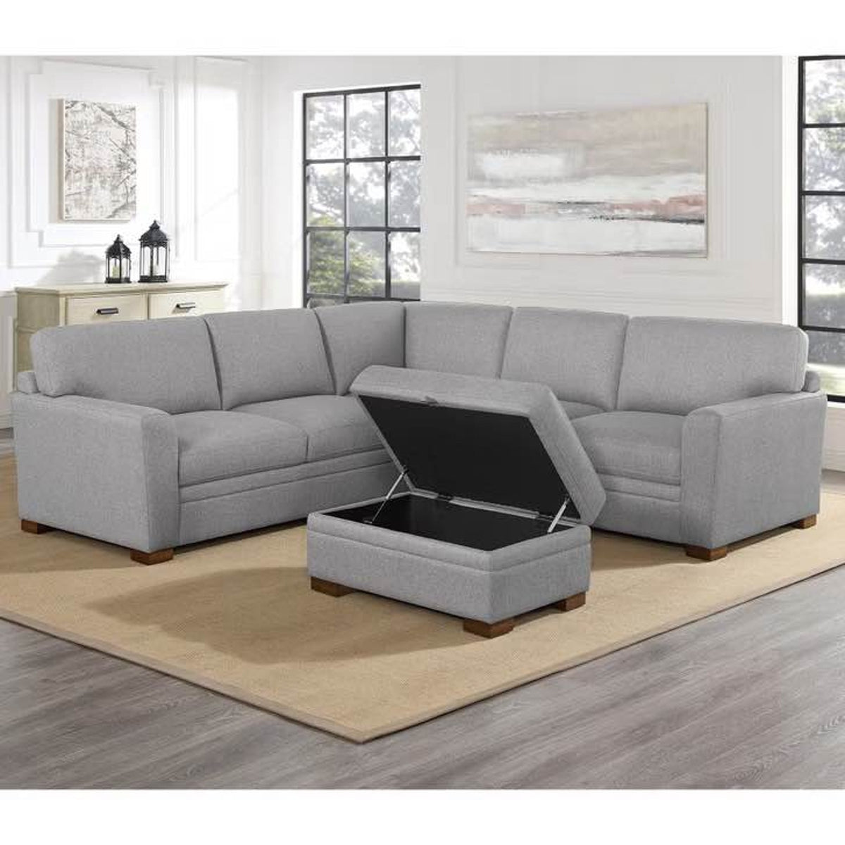Thomasville Langdon Fabric Sectional with Storage Ottoman | $1,499 Retail | Delivery Available