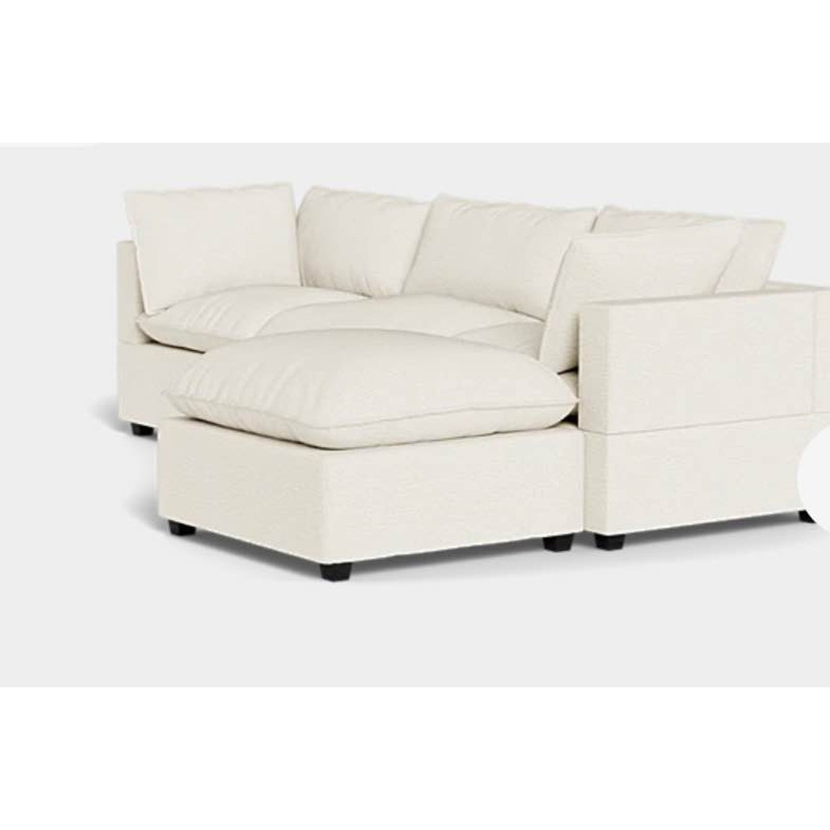 Albany Park Kova Pillow Cushion Sofa with Ottoman | Sand Performance Basketweave Delivery Available