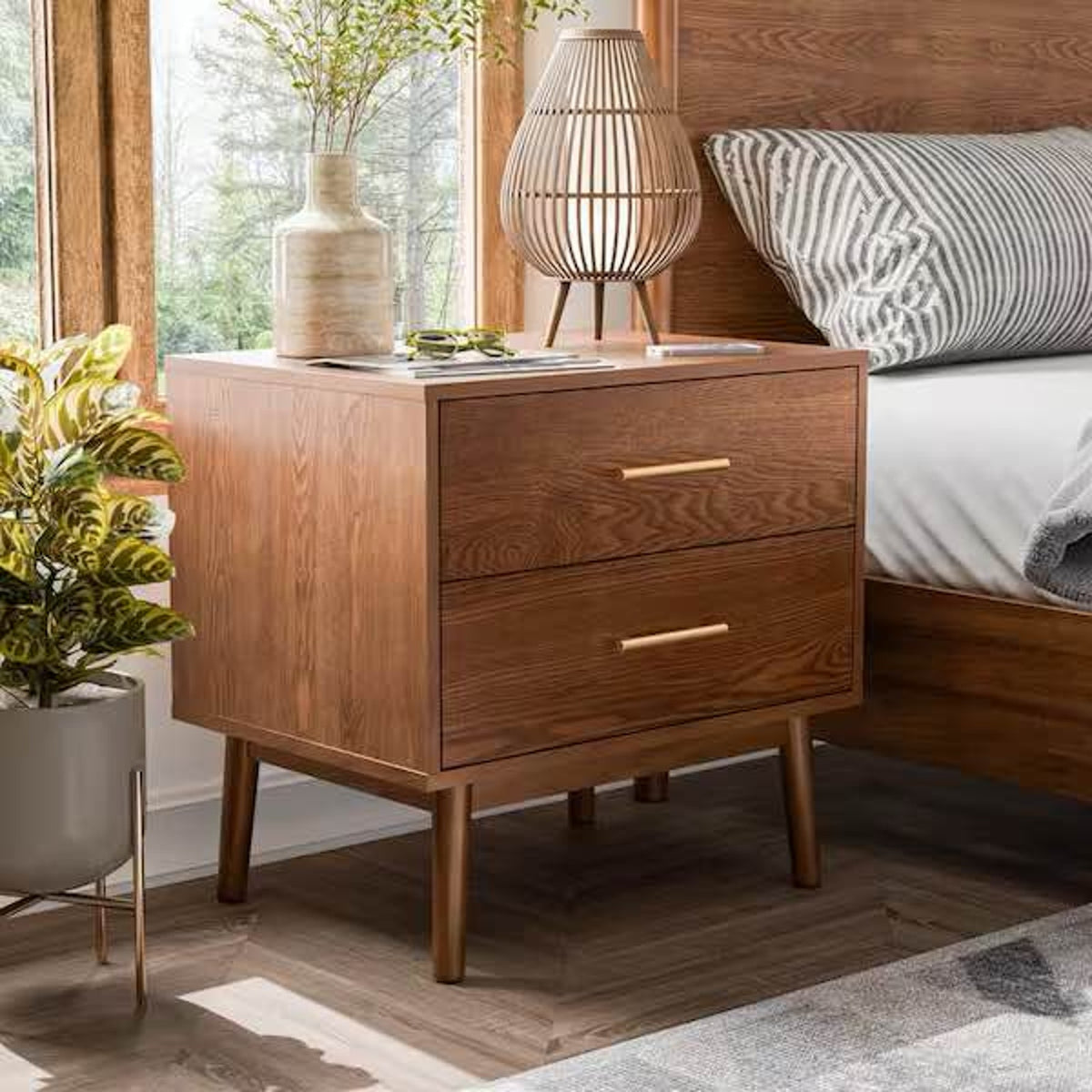 Set of 2 Walnut Nightstands – $460 Retail – Open Box – Delivery Available