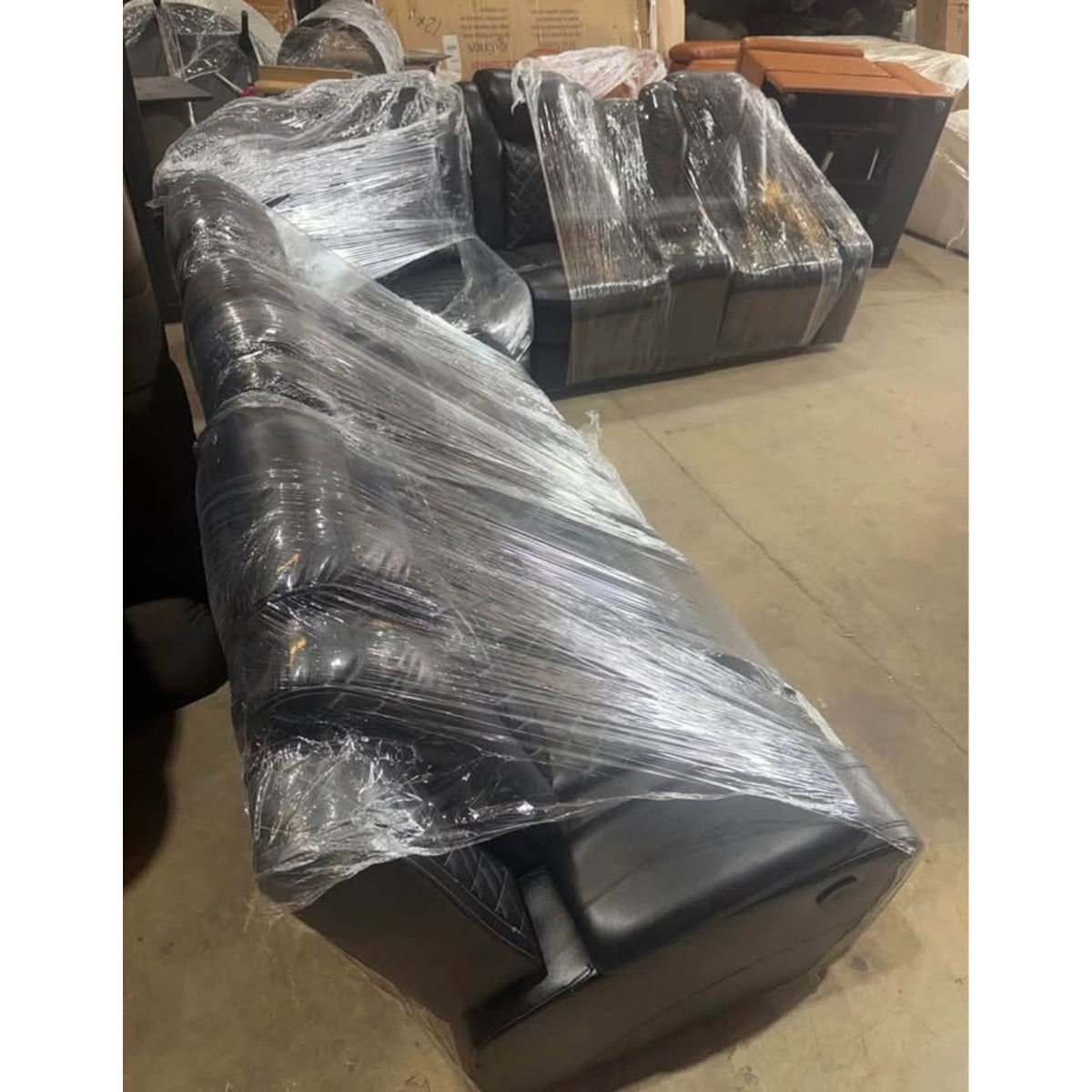New 3-Piece Power Reclining Sectional – Black – Faux Leather Breathable Fabric - Delivery Available