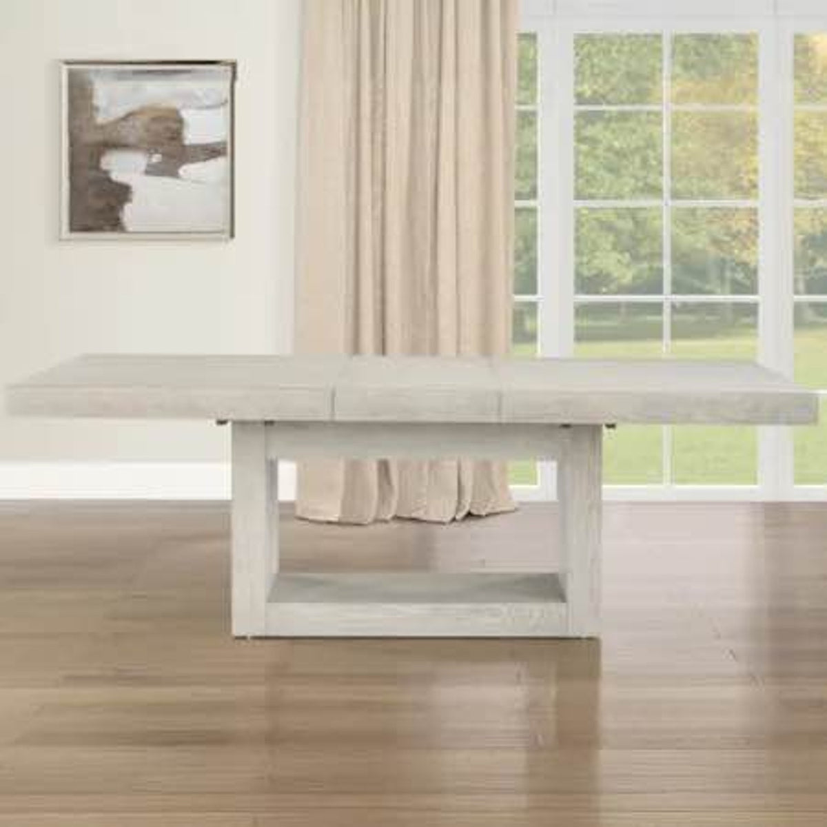New 70”-88” Extension Dining Table | New Open Box “Sand” Beige Wood Delivery Available