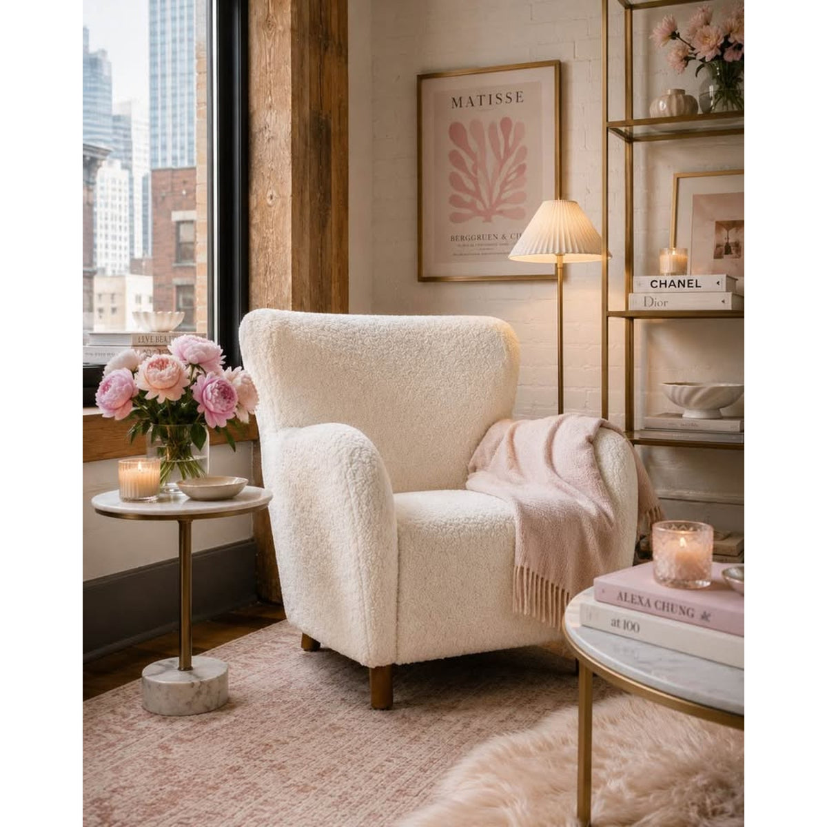 Article Archie Shearling Accent Lounge Chair – White Open Box $700 Retail Delivery Available