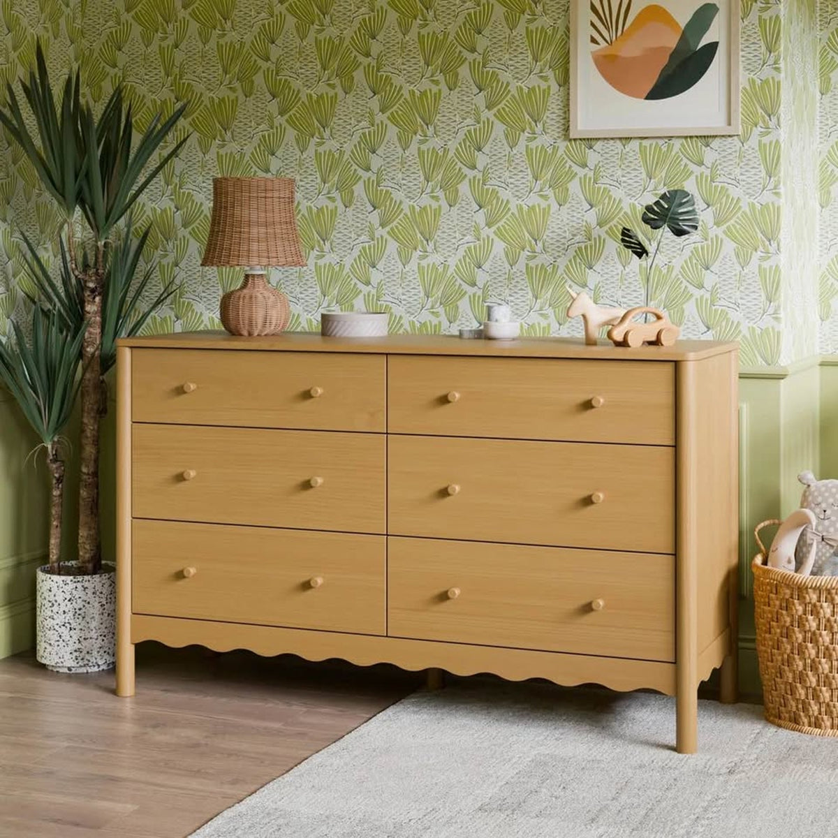 Million Dollar Baby Babyletto Swell 56” 6-Drawer Wide Dresser – Honey – New Open Box - Delivery