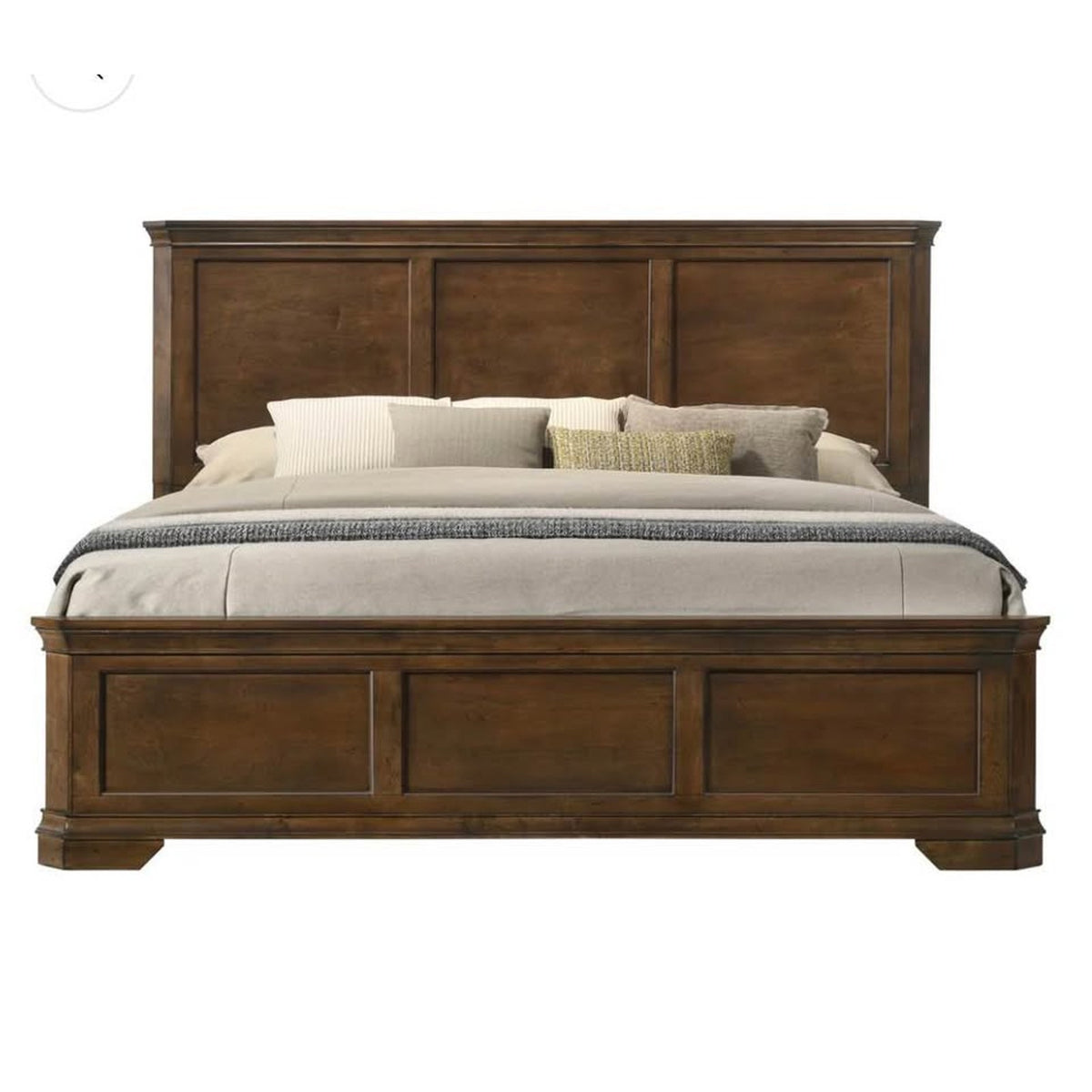 New Queen Wood Panel Bed – Antique Walnut – Retail $1,040 – Delivery Available