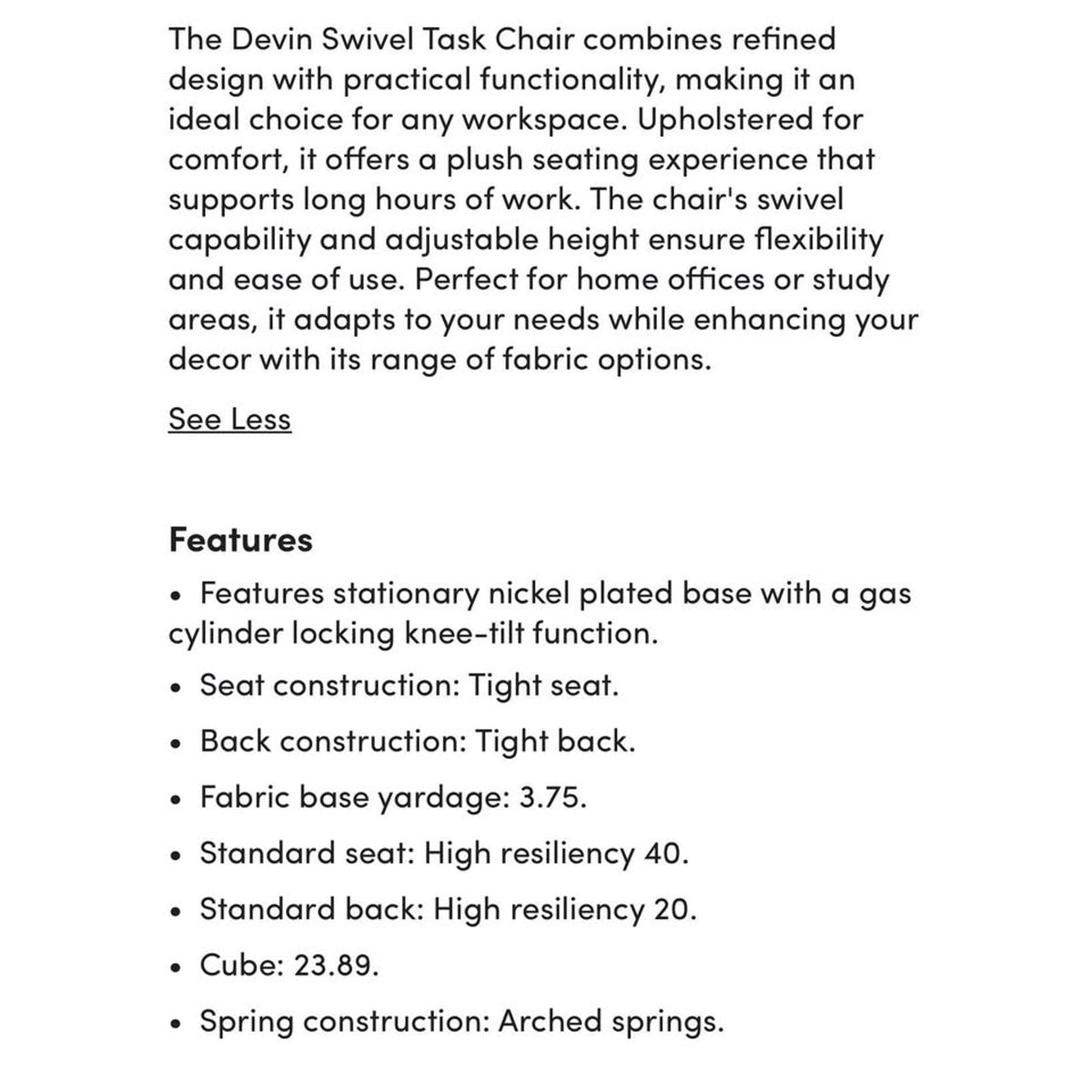 Devin Office Task Chair by Fairfield Chair Indigo Blue $2368 Retail “open box” Delivery Available