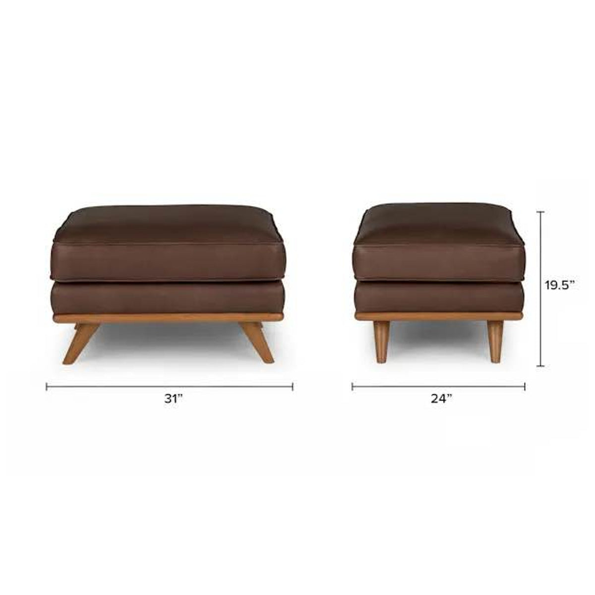 Article Timber 31” Leather Ottoman – Charme Chocolat – $499 Retail – Delivery Available