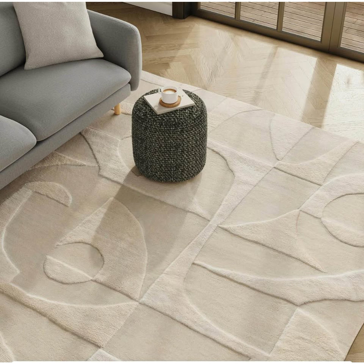 Article | 8x10 Handwoven Wool Rug + Rug Pad Bundle | Fraya - Textured Ivory | Delivery Available