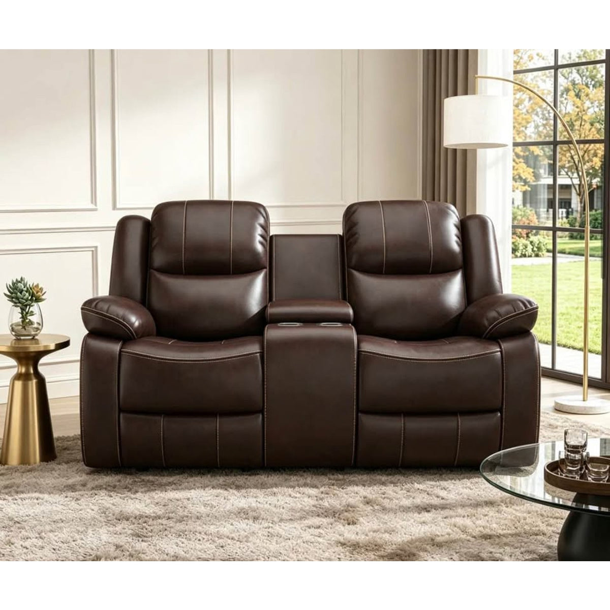 New 72.8” Double Reclining Loveseat w/ Console – Brown – Retail $1,199 Delivery Available