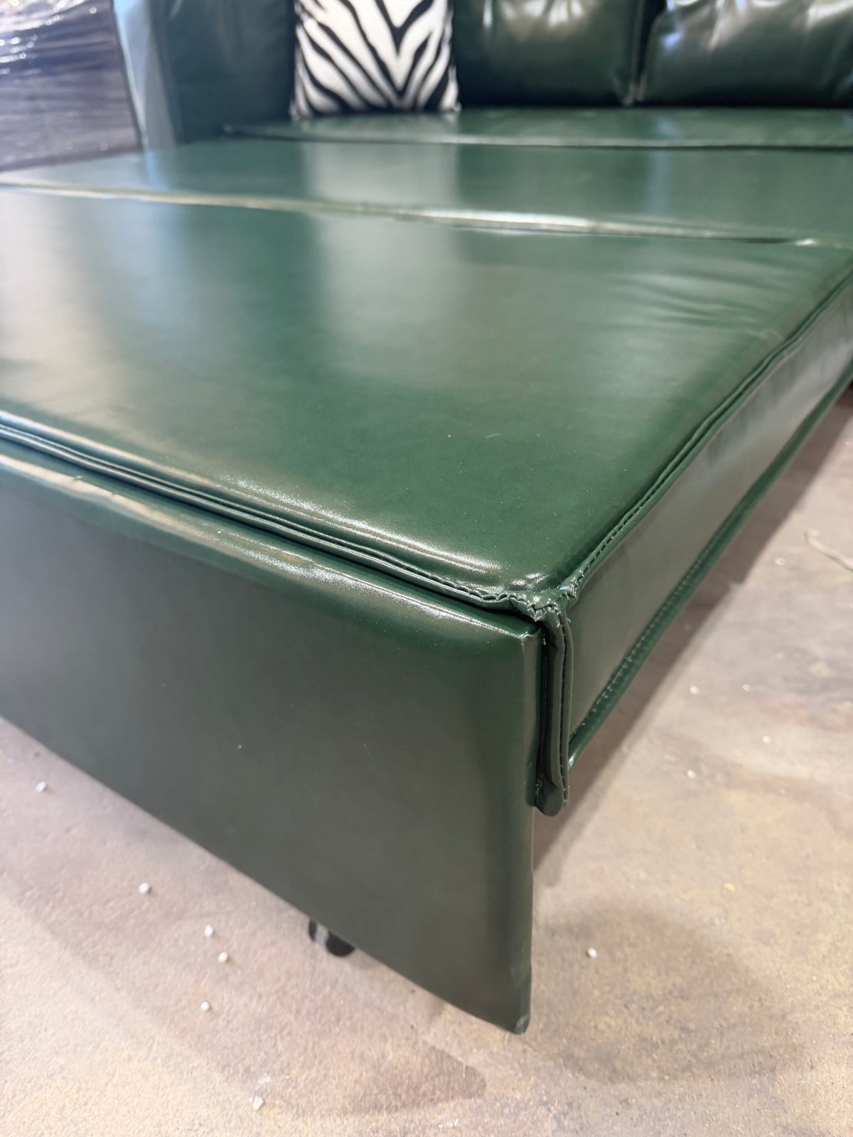 Dark Green Leather-Look Sleeper Loveseat – Pull-Out Bed + Storage – Delivery Available