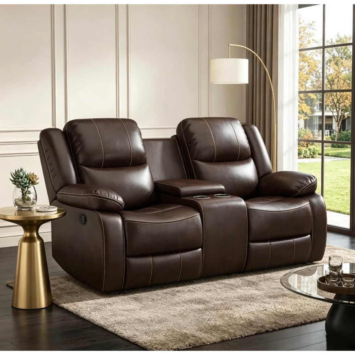 New 72.8” Double Reclining Loveseat w/ Console – Brown – Retail $1,199 Delivery Available