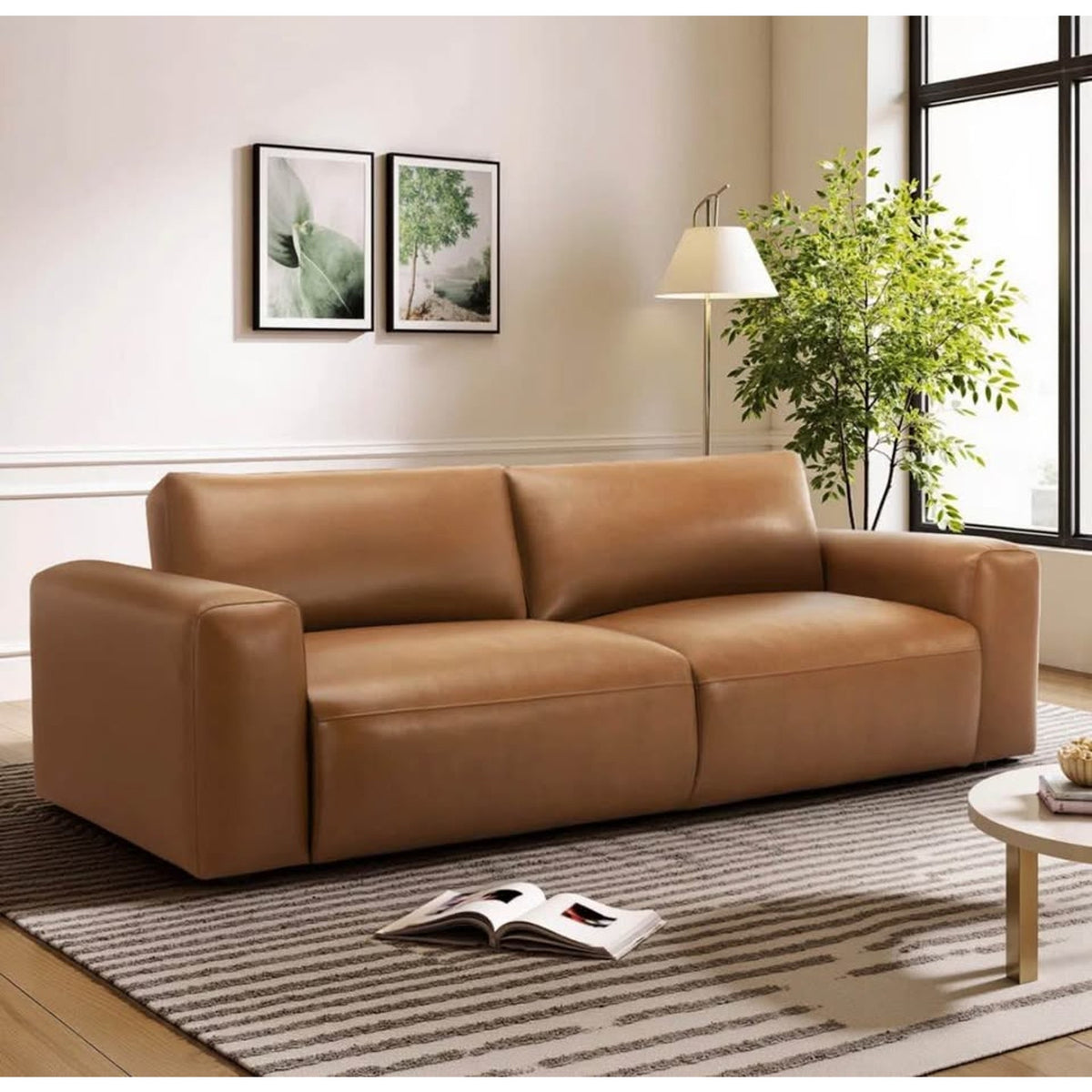 95” Modern Vegan Leather Sofa - Open Box - $1,699 Retail - Delivery Available