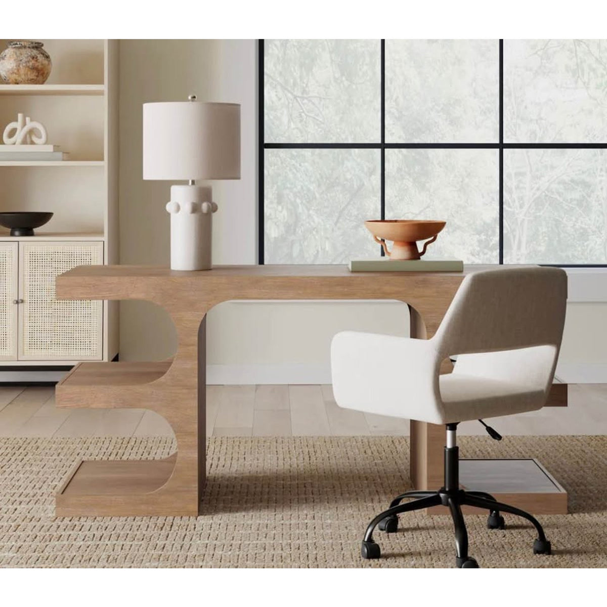 Solid Wood Writing Desk by Joss & Main Celie – Sculptural Modern Oak Desk - Delivery Available