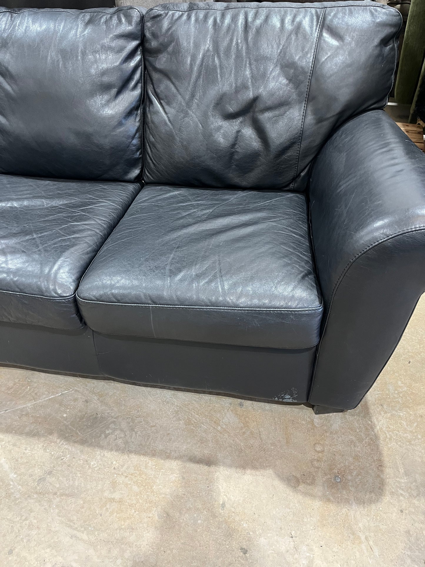 Genuine Italian Leather Sofa Couch - Black - Natuzzi Brand