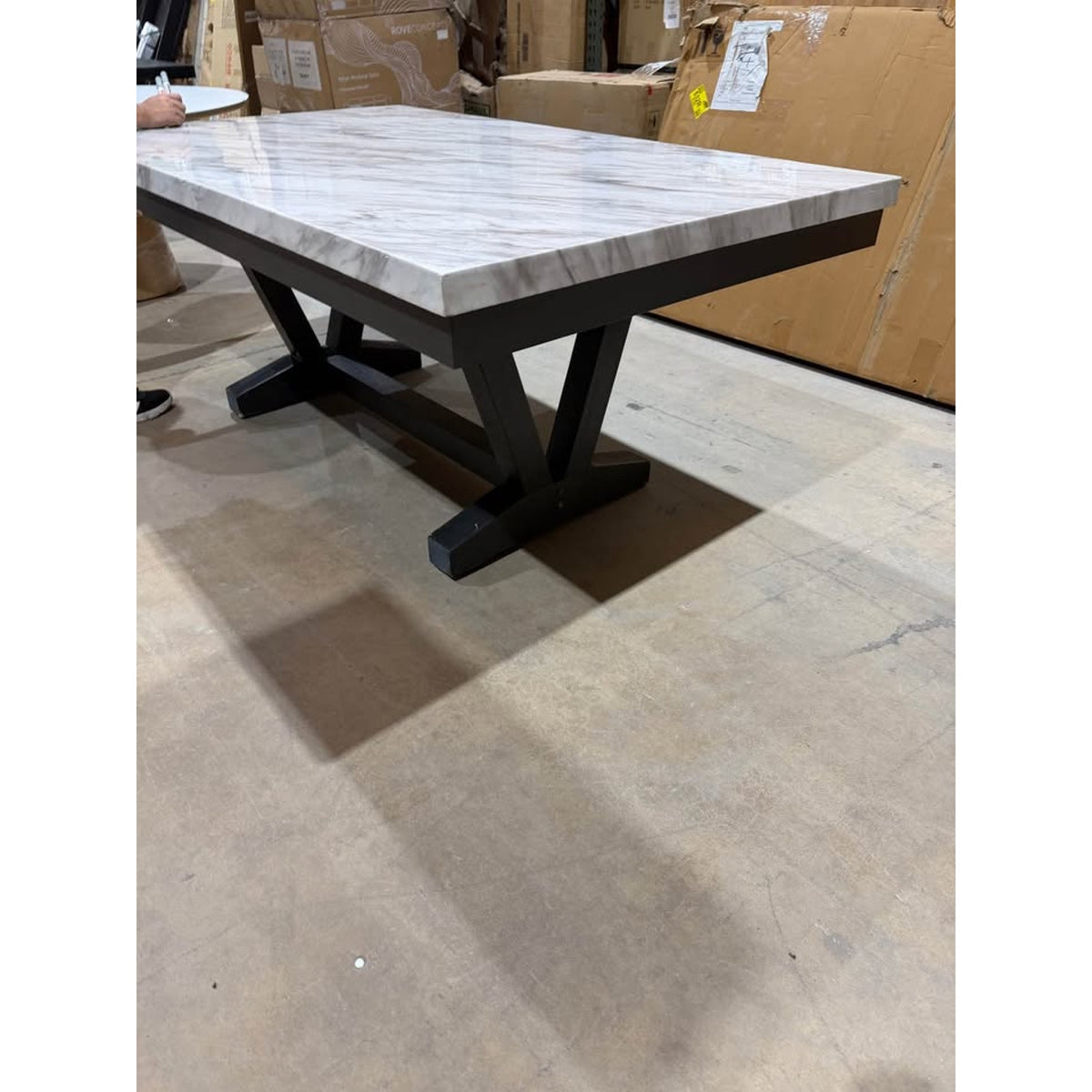 Modern Faux Marble Dining Table | 72” x 42” | Seats 6 | New Open Box - Delivery Available