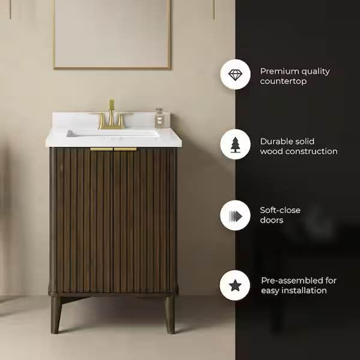 OVE Decors Gabi 24” Bathroom Vanity – Dark Walnut – $759 Retail “open box” Delivery Available