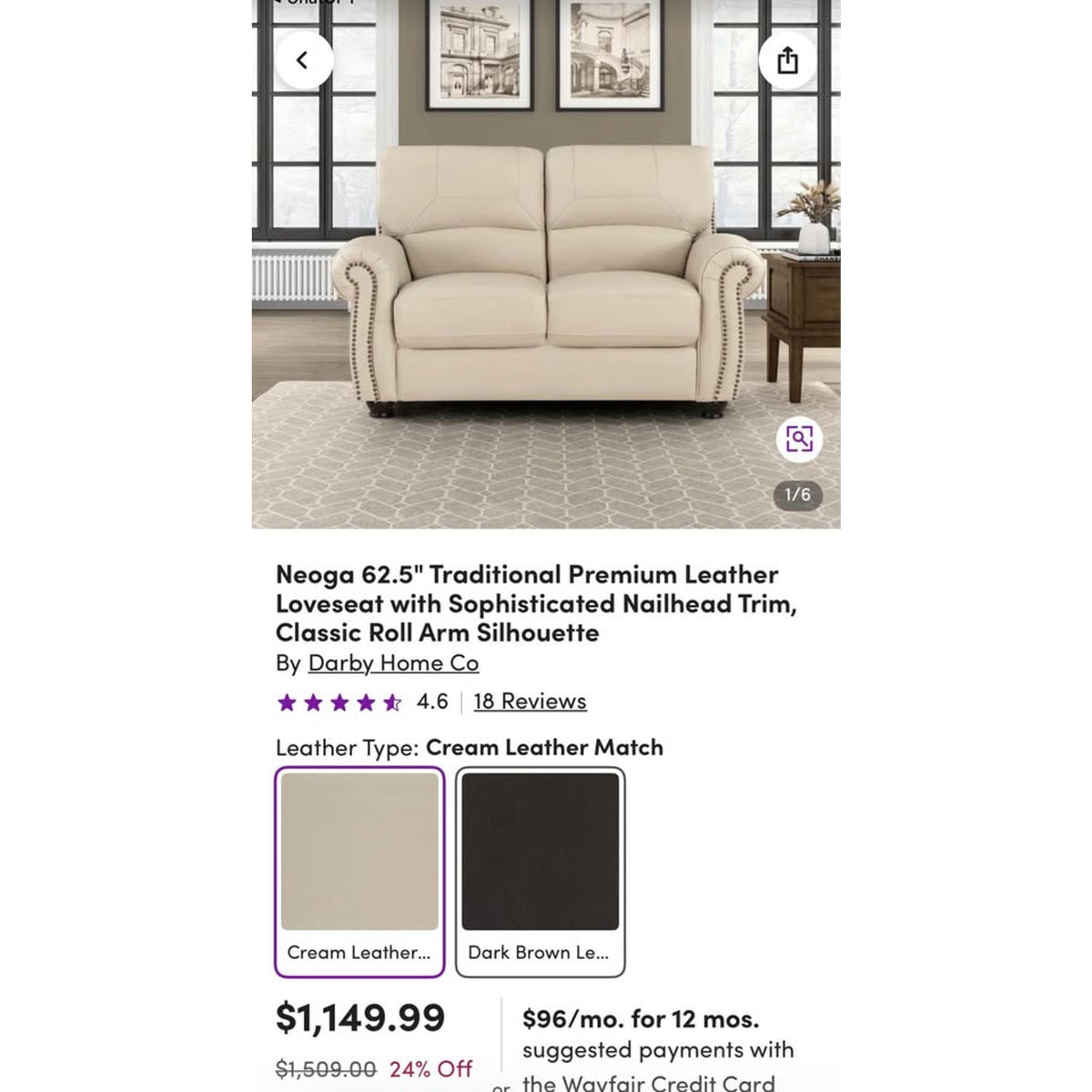 New 62.5” Premium Leather Loveseat – $1,509 Retail – Delivery Available