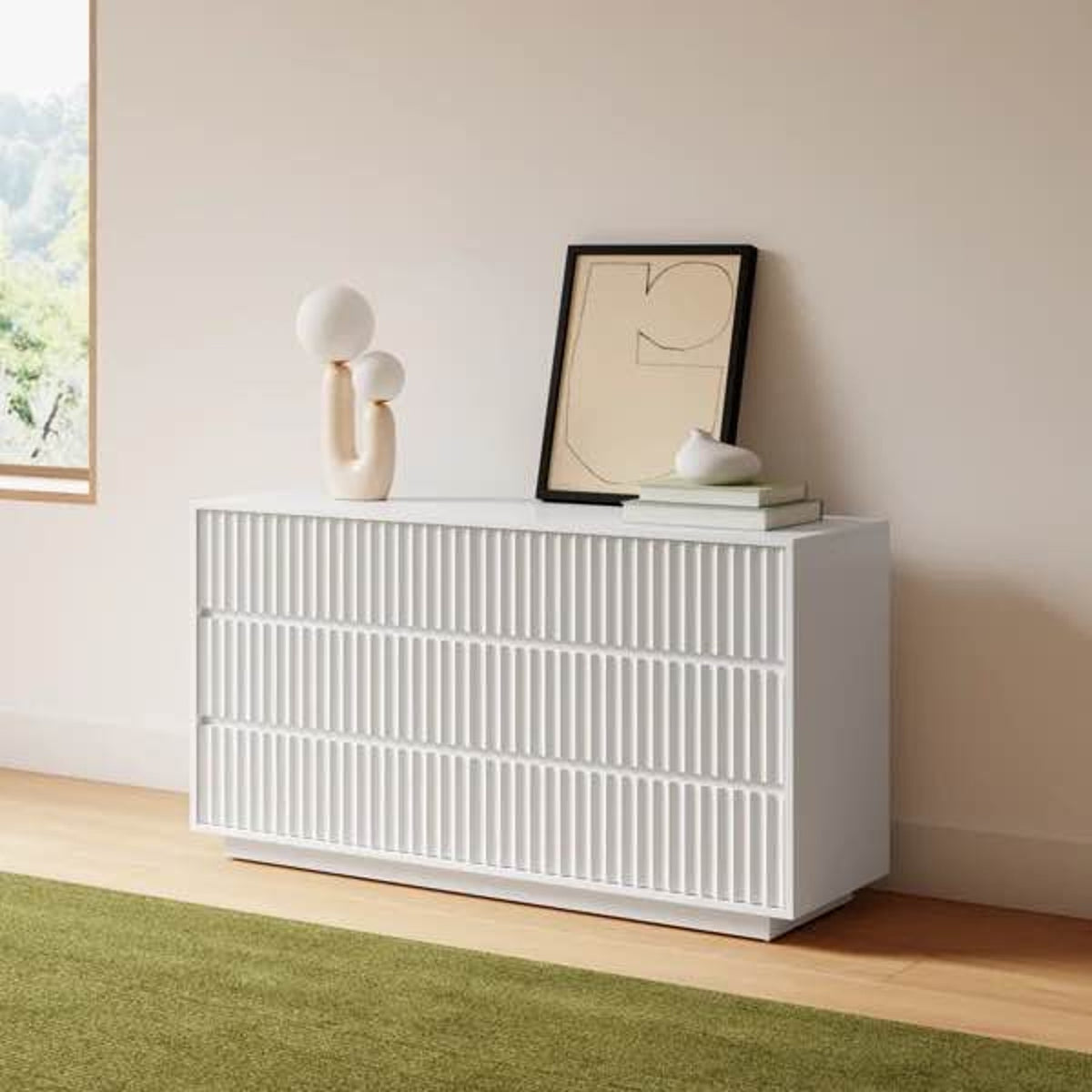 AllModern Paloma 60” 6-Drawer Dresser – White – Retail $1,499 – Delivery Available