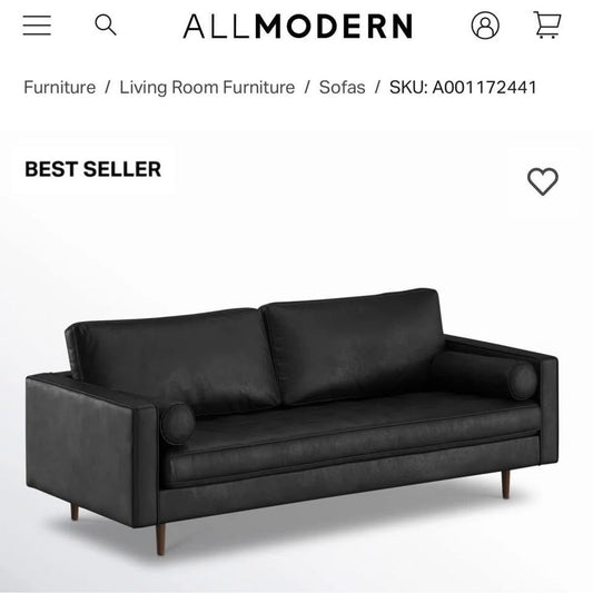 All Modern Geo 84" Genuine Leather Sofa - New “open box” - Black - $1499 Retail -
Delivery Available