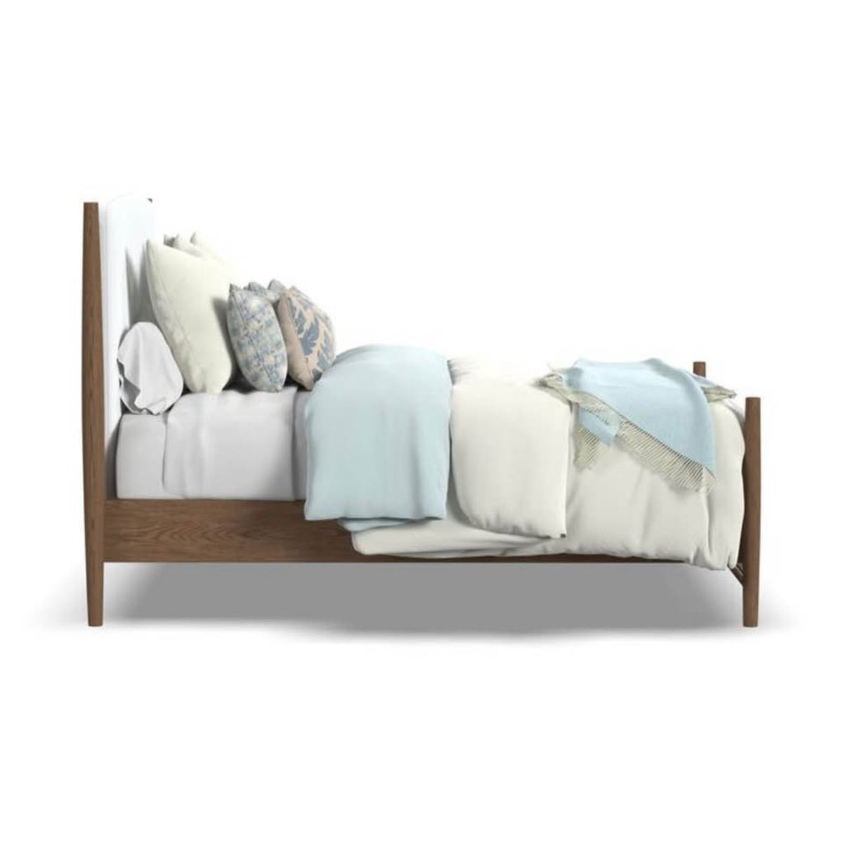 Flexsteel Verona King Upholstered Bed – Light Oak & Cream Fabric – Complete Bed Set