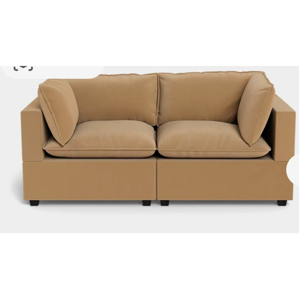 Albany Park Kova Pillow Cushion Sofa | Camel Performance Velvet | 86” - Delivery Available