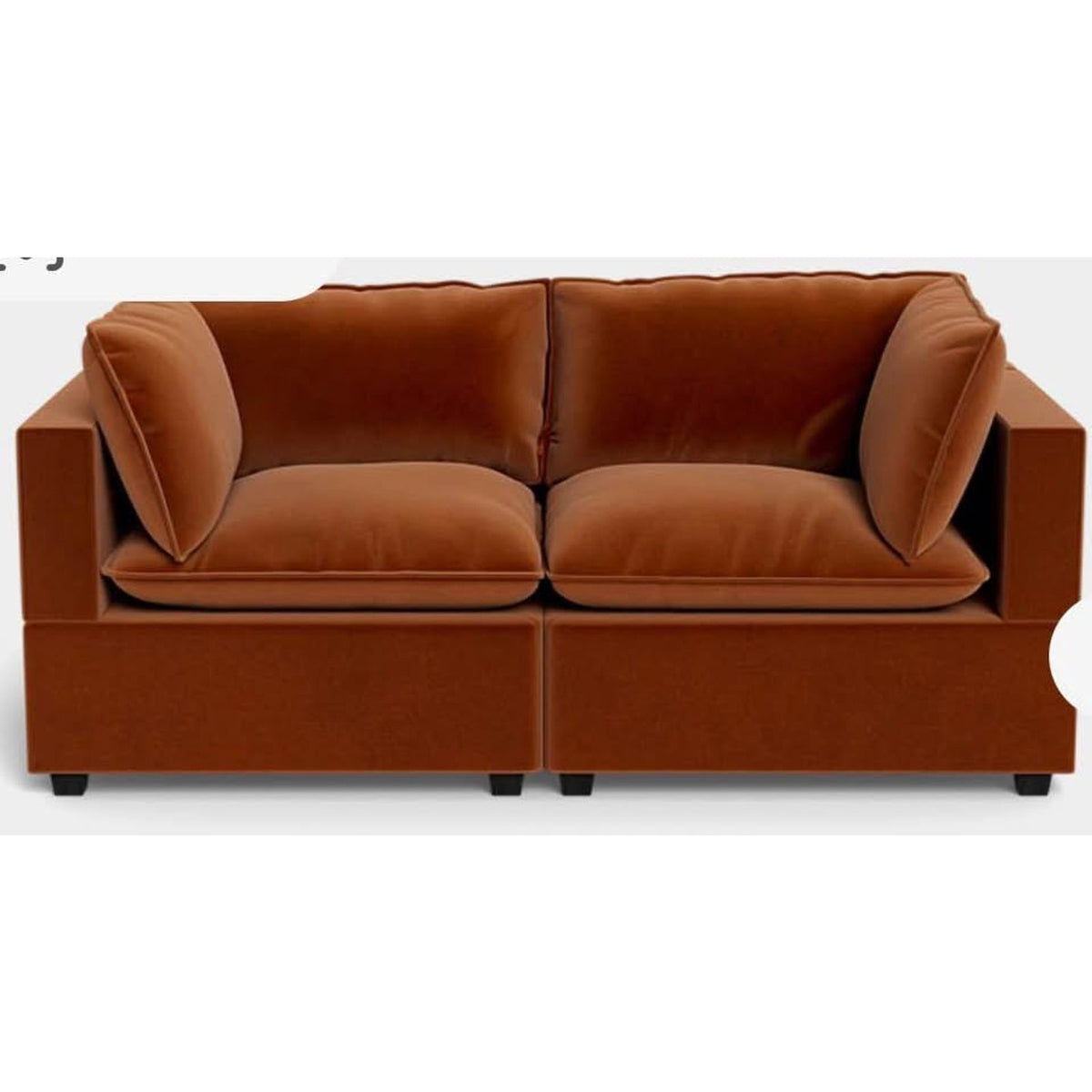 Albany Park Kova Pillow Cushion Sofa | Rust Performance Velvet | 86” - Delivery Available