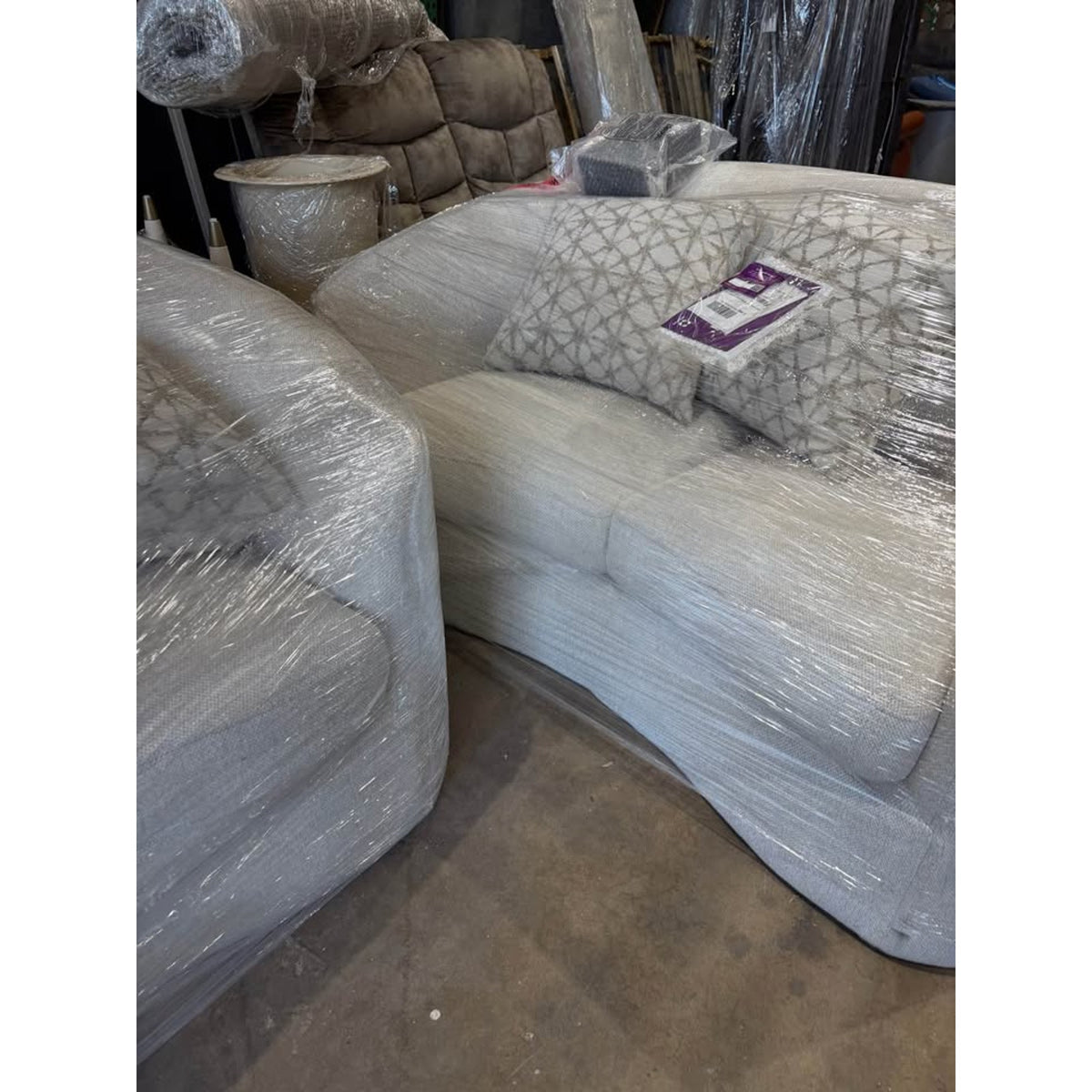 New Cream Bouclé Sofa & Loveseat Set – $3,659 Retail – Delivery Available