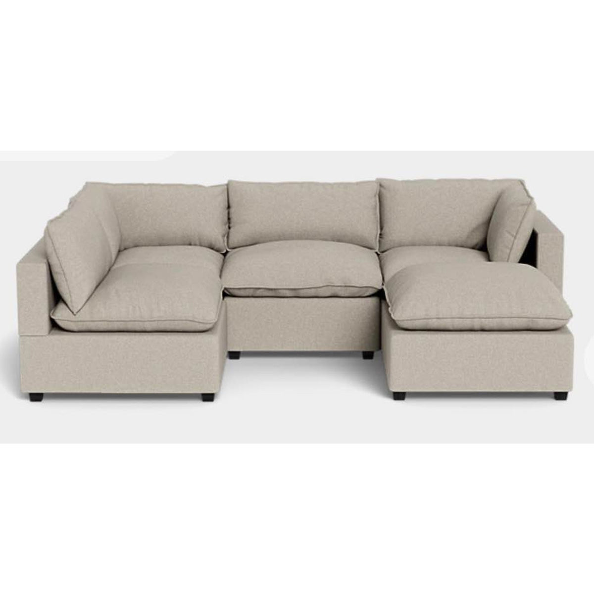 Albany Park Kova Pillow Cushion L-Shape Sectional with Ottoman | Oatmeal Performance Chenille
