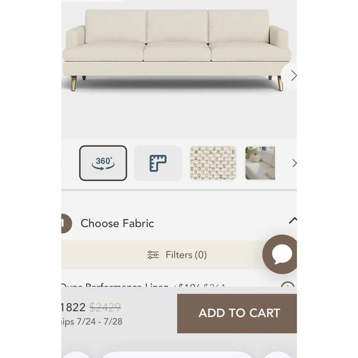 Albany Park Lido 86” Designer Sofa | Dune Performance Linen | Modern Neutral - Delivery Available