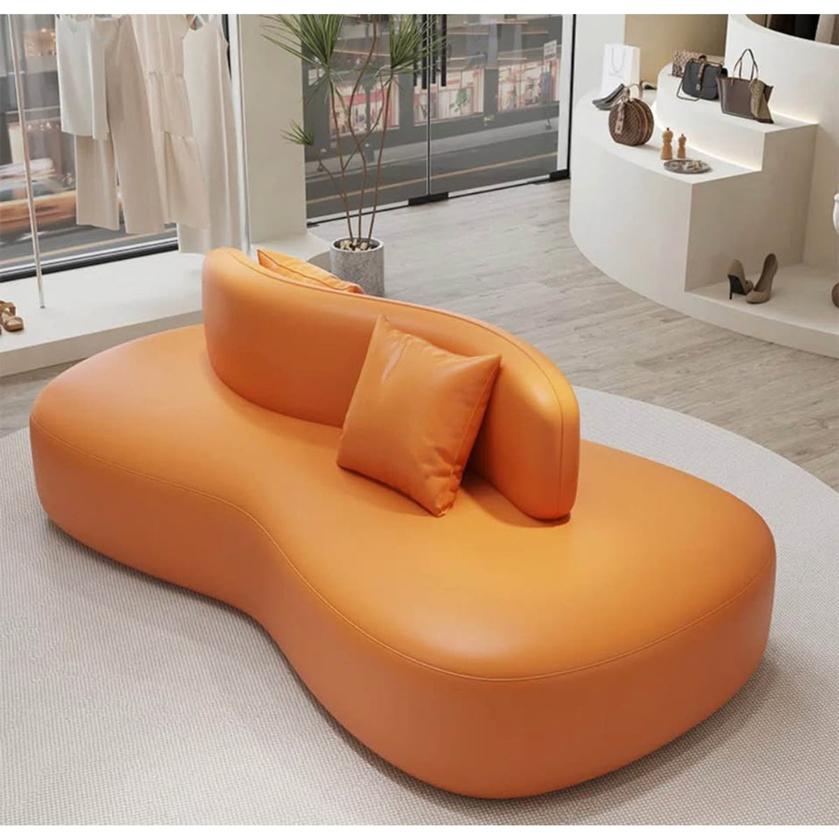 New Curved Double-Sided MCM Sofa – Orange – $2,840 Retail – Open Box - Delivery Available