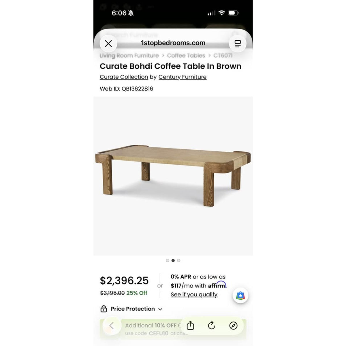 Century Furniture Curate Bohdi Coffee Table – Open Box – Delivery Available