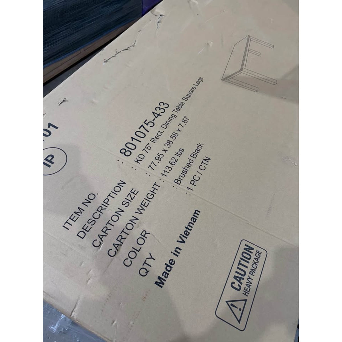 75” Solid Acacia Wood Dining Table – Brushed Black - $1,000 Retail “open Box” - Delivery Available