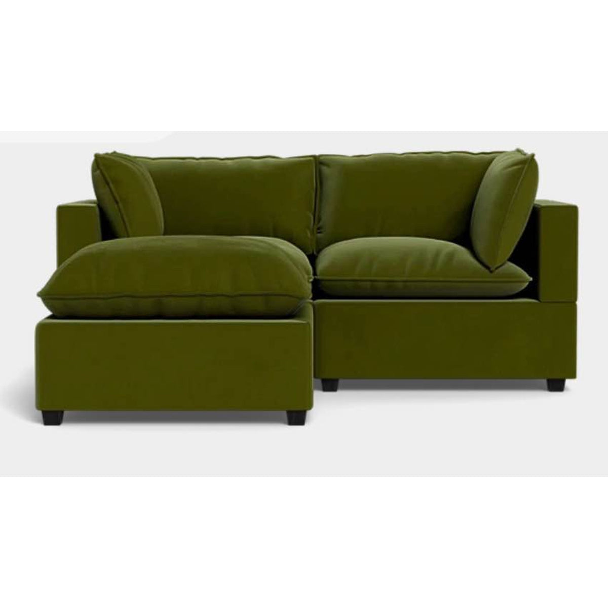 Albany Park Kova Pillow Cushion Sofa + Ottoman | Olive Performance Velvet | 86” Delivery Available