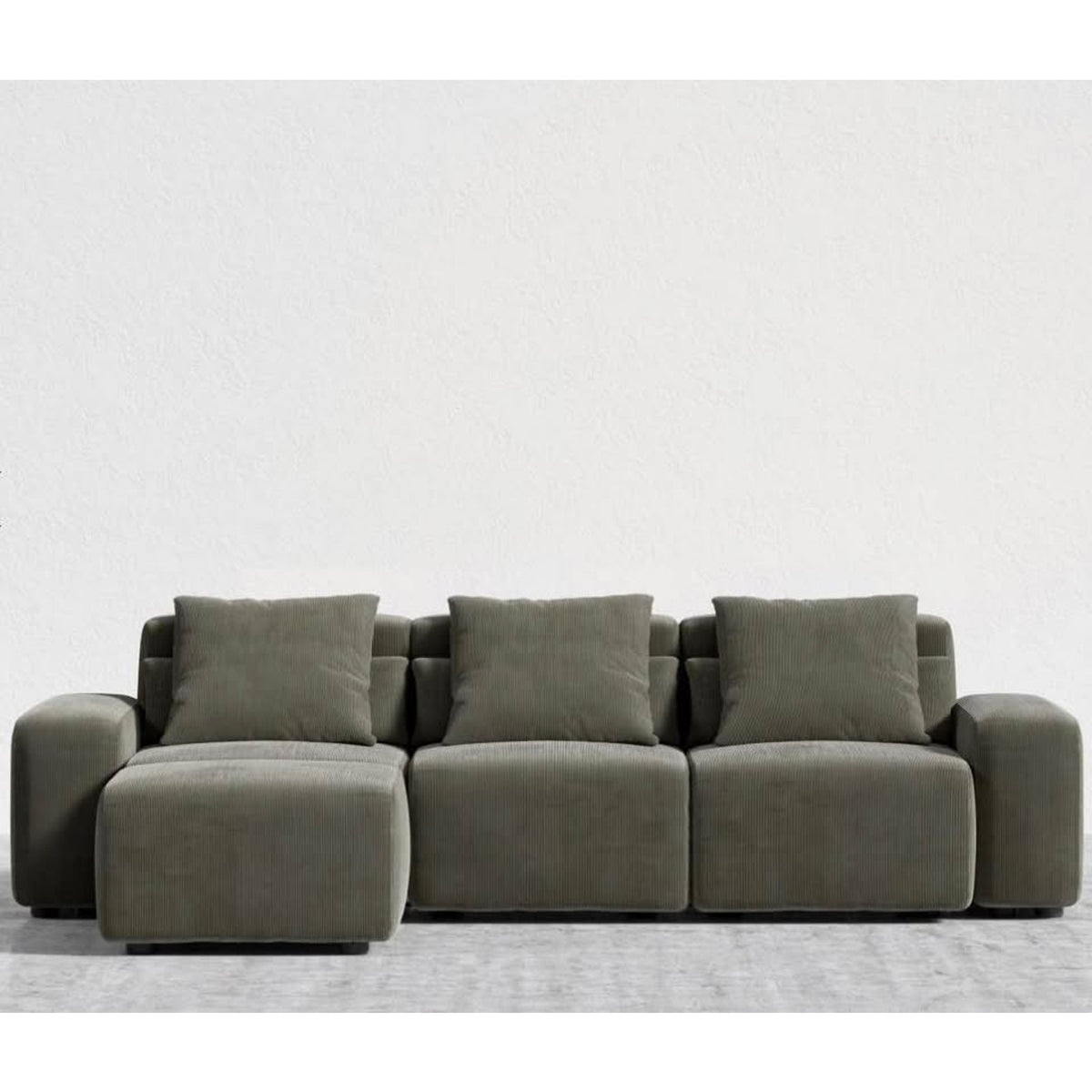 New Rove Concepts Kaye Collection 
Modern Evergreen Corduroy Modular Sectional Sofa - Delivery