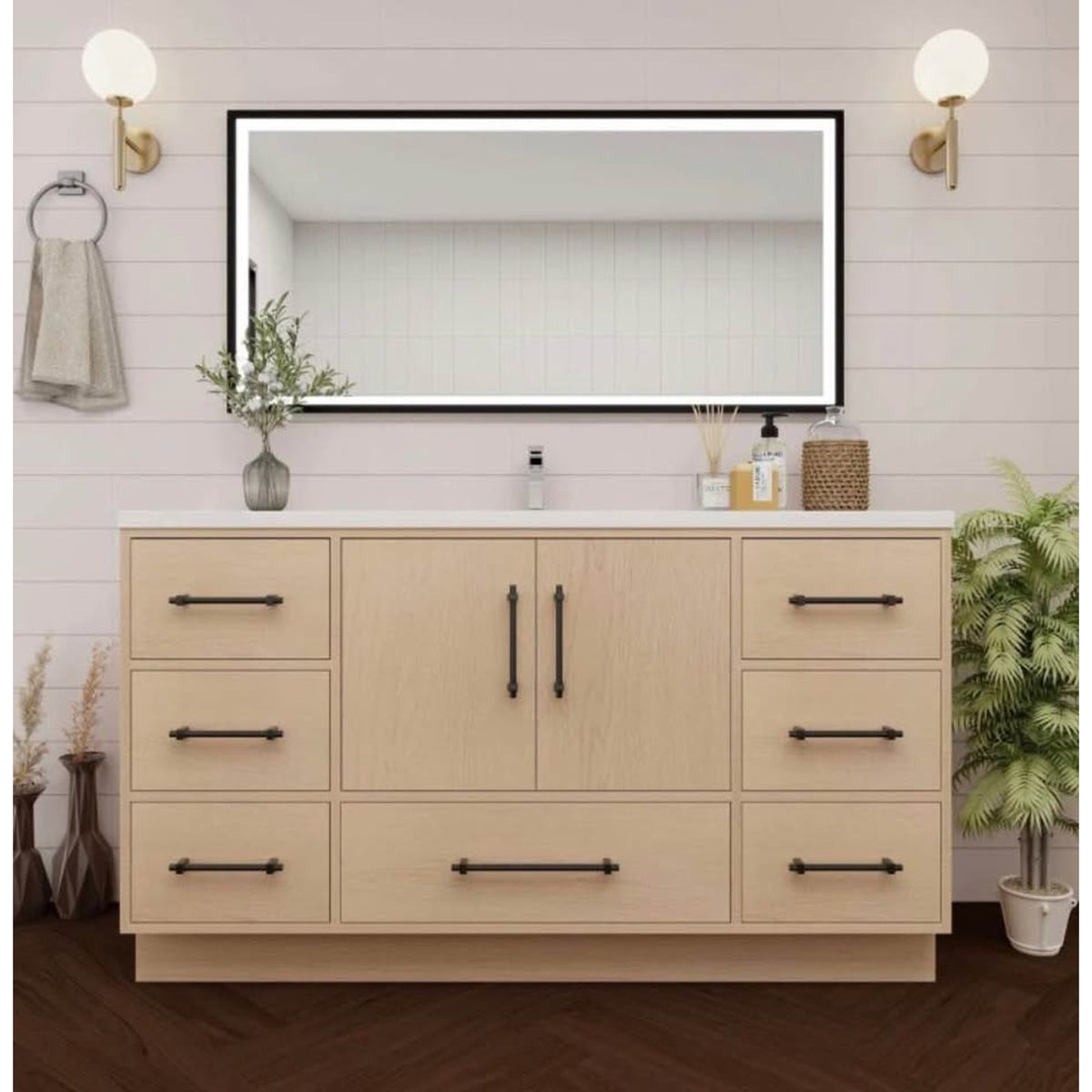 New 59” Oak Bathroom Vanity – $1,929 Retail – Open Box – Delivery Available