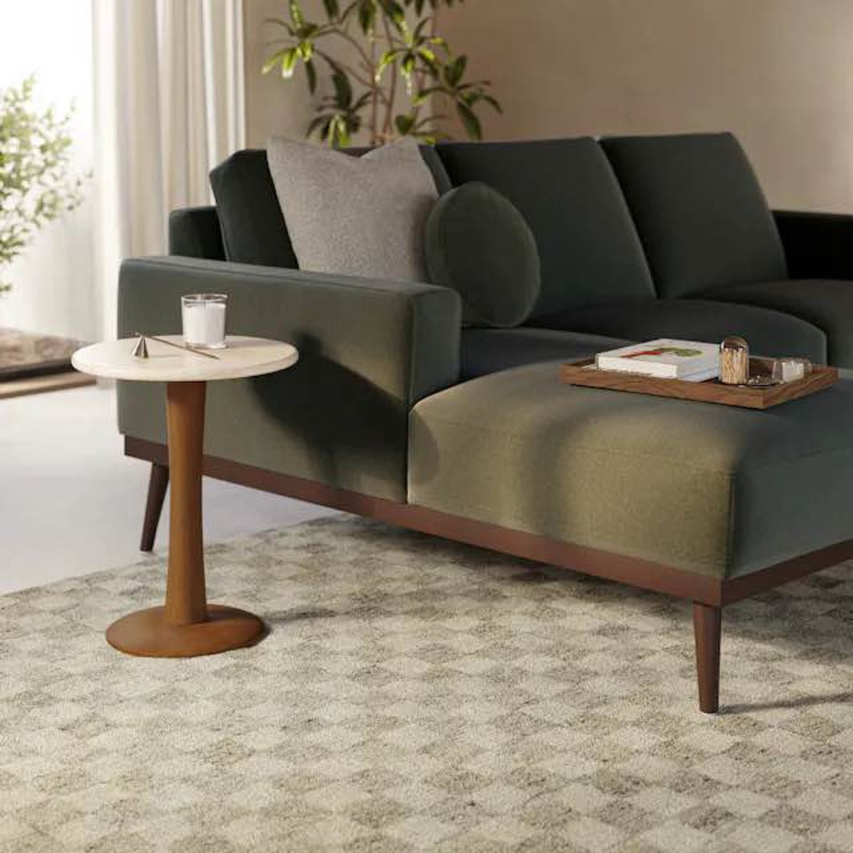 Travertine Side Table – Article Fiore – $299 Retail – New Open Box – Delivery Available