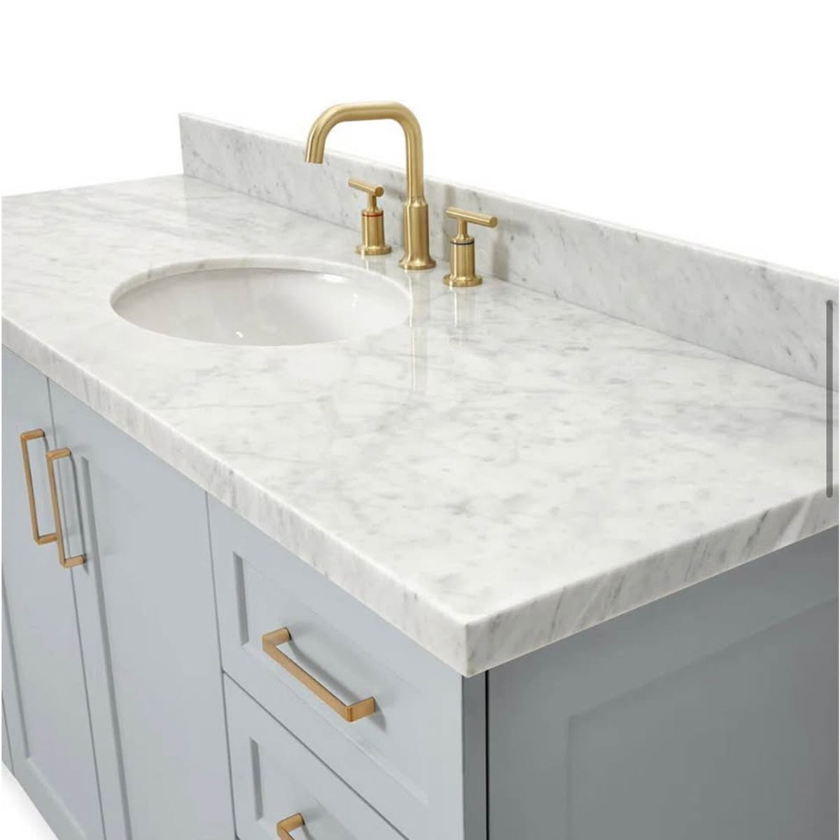 Brand New 60” Gray Bathroom Vanity with Carrara Marble Top | $1400+ Retail - Delivery Available