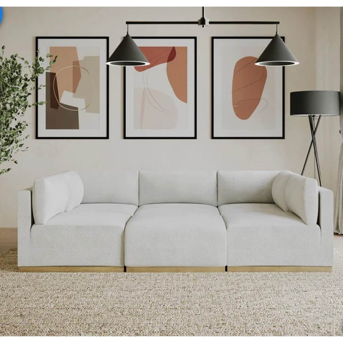 Henredon Murphy 6-Piece Modular Sectional w/Ottoman | Cream | Contemporary Sectional Sofa Delivery